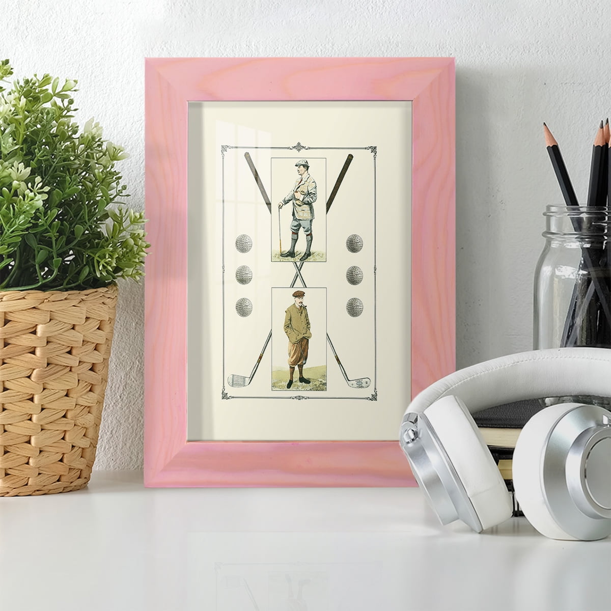 Golfers: John Henry & R. Maxwell -Framed Print w/glass-Sunset Pink