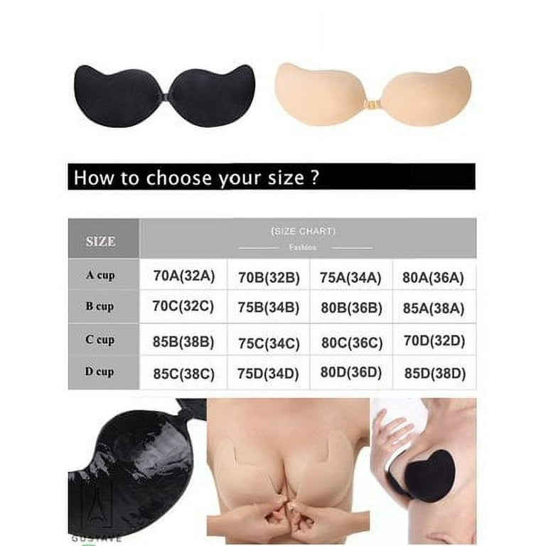 Women Push Up Strapless Invisible Bra Backless Adhesive Sexy Seamless Bra  Breast Life Nipple Cover C Cup,Skin 