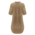 thumbnail image 3 of Admvng Womens Summer Dresses Fashion Plus Size Cotton Linen Turn Down Collar Loose Shirt Dress S-5XL, 3 of 4