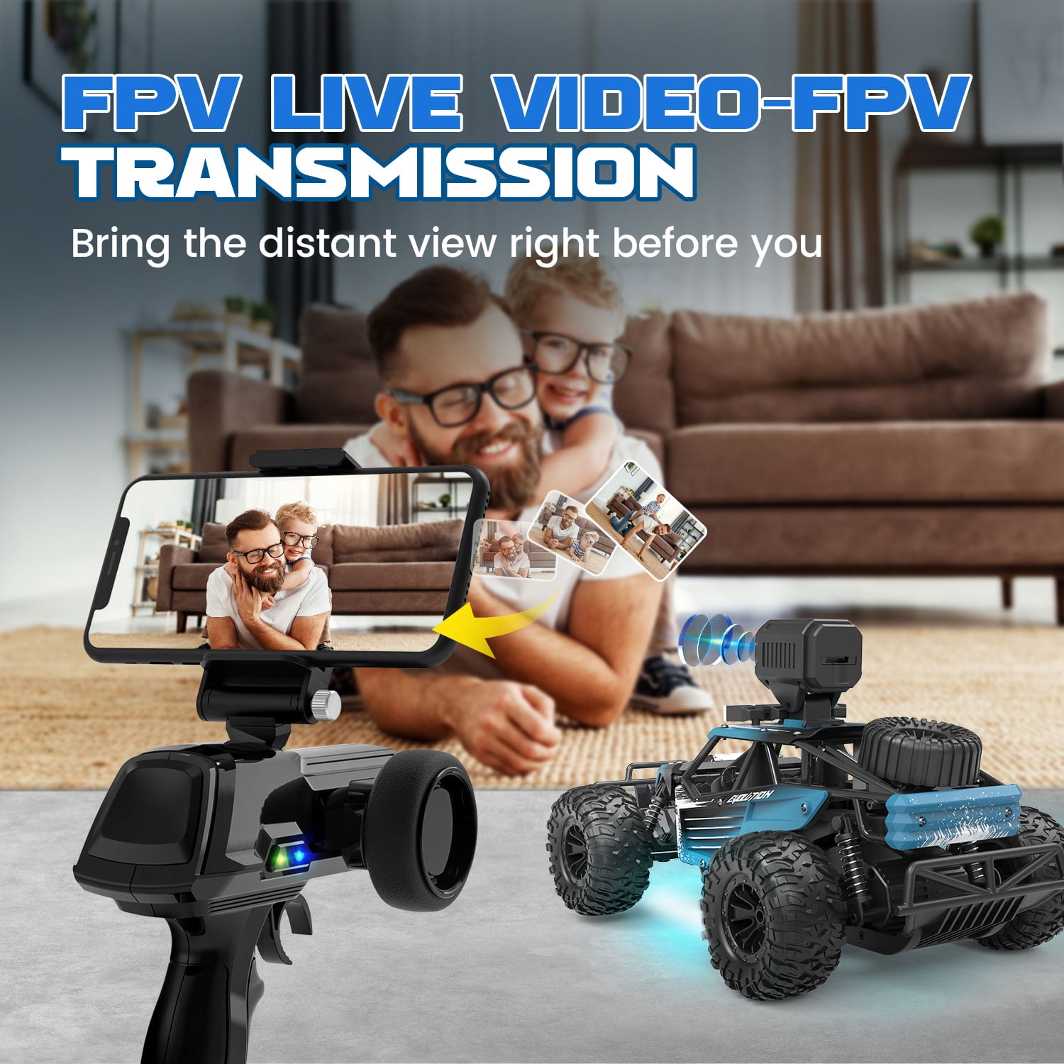 JoyStone RC Car with 1080P FPV Camera, 2.4Ghz Remote Control Car, 1:16 Scale Off-Road High Speed Remote Control Truck for Kids Adults 2 Batteries for 60 Min Play, Blue