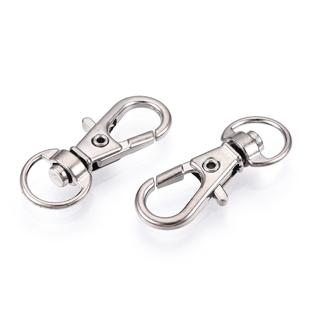 500pc Alloy Swivel Lobster Claw Clasps Swivel Snap Hook Fine Jewelry Findings Cadmium Free & Lead Free Platinum 31x12.5x5.5mm Hole: 5x9mm