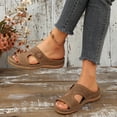 thumbnail image 6 of Caywon Dressy Flat Sandals for Women Comfortable Walking Arch Support Slip on Summer Casual Beach Wide Width Rhinestone Womens flats Slide Sandal Shoes, 6 of 7