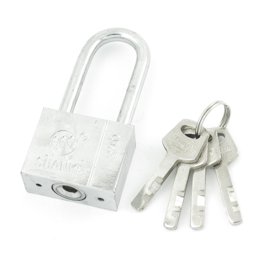 Silver Tone Rectangle Shaped Four Keys Padlock - Secures