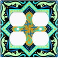 thumbnail image 3 of Metal Light Switch Plate Cover Teal Orange Fancy Tile Pattern TIL002, 3 of 13