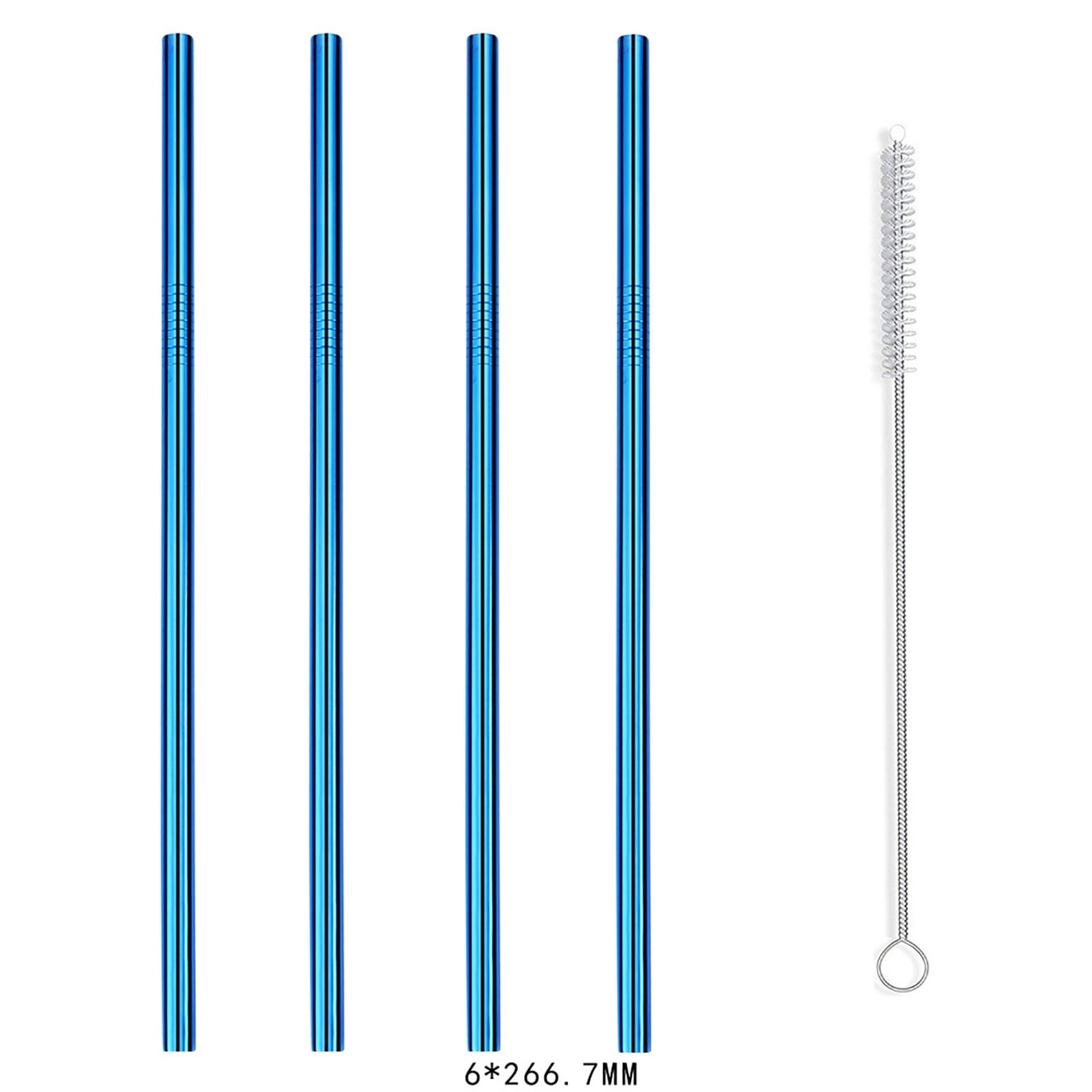 4 Straight Reusable Drinking Straws Metal Stainless Steel Eco-Friendly 10.5in