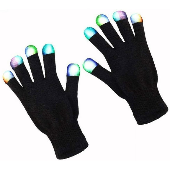 Perfect Party Favor, Christmas Gift for Teens, Halloween, Birthday Party! LED Gloves with Finger Lights are great for Tweens and Adults, Fingertips Glow and Flash with 3 colors and 6 modes