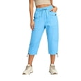 thumbnail image 5 of AHTJRT Cargo Capri Pants for Women Waterproof Drawstrings Elastic Waist Pants with Adjustable Cuffs Multiple Pockets Hiking Running Trousers Light Blue XXL, 5 of 6