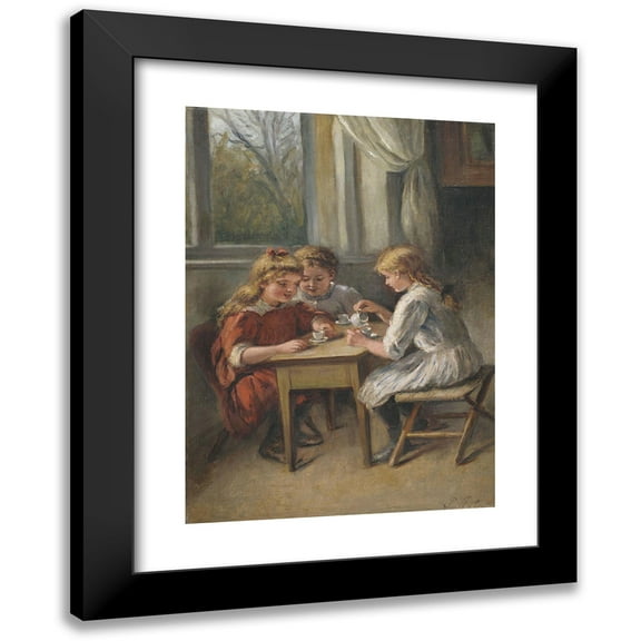 Pietronella Peters 11x14 Black Modern Framed Museum Art Print Titled - Coffee Gossip. Three Girls in Children's Coffee