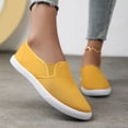 thumbnail image 2 of Loafers for Women Men Lightweight Fashion Solid Color Canvas Flat Shoes Casual Nonslip Walking Shoes Low Top Sneakers Yellow Size 7, 2 of 7