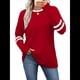 thumbnail image 1 of Camisas de Larga para Mujer, Blusas Casuales con Bloques de Color, Conjuntos de Otoño, Camisetas Básicas, Ropa de Moda Rojo XXL, 1 of 6