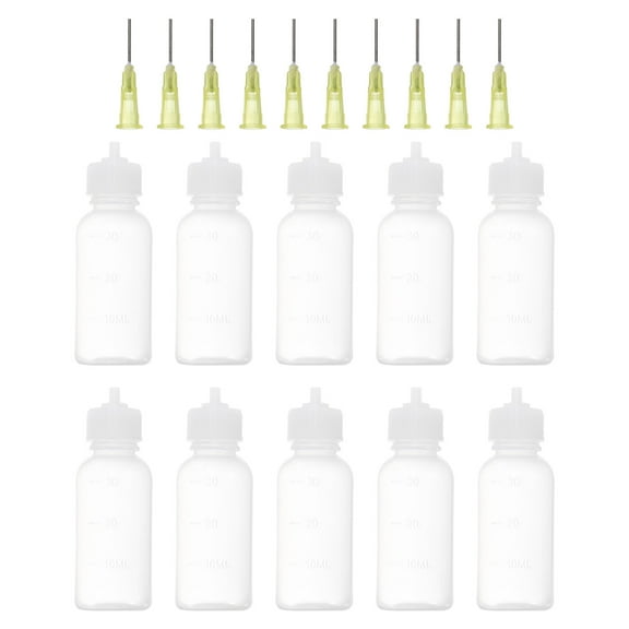 Uxcell 30ml Precision Applicator Bottles, 10Pcs Needle Tip Squeeze Bottle Small Squeeze Bottles Mini Needle Bottle