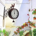 thumbnail image 2 of Reloj de pared de doble cara Reloj de pared de dos cara de metal decoración interior y exterior decorativo estación colgante de pared reloj giratorio adorno de porche de Magideal Reloj de pared de doble cara, 2 of 8