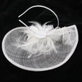 thumbnail image 4 of Sombrero tocado Diadema de plumas Sombrero de fiesta Sombrero Derby de flores Blanco, 4 of 9