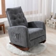 thumbnail image 3 of Wulawindy Baby Room High Back Rocking Chair Nursery Chair , Comfortable Rocker Fabric Padded Seat ,Modern High Back Armchair, 3 of 7