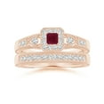 thumbnail image 4 of ANGARA Natural Aeon Square Ruby & Diamond Engagement Ring with Milgrain in 14K Rose Gold for Women (Size-3mm) | July Birthstone, Anniversary, Jewelry Gift for Women | Natural Ruby Ring, 4 of 10