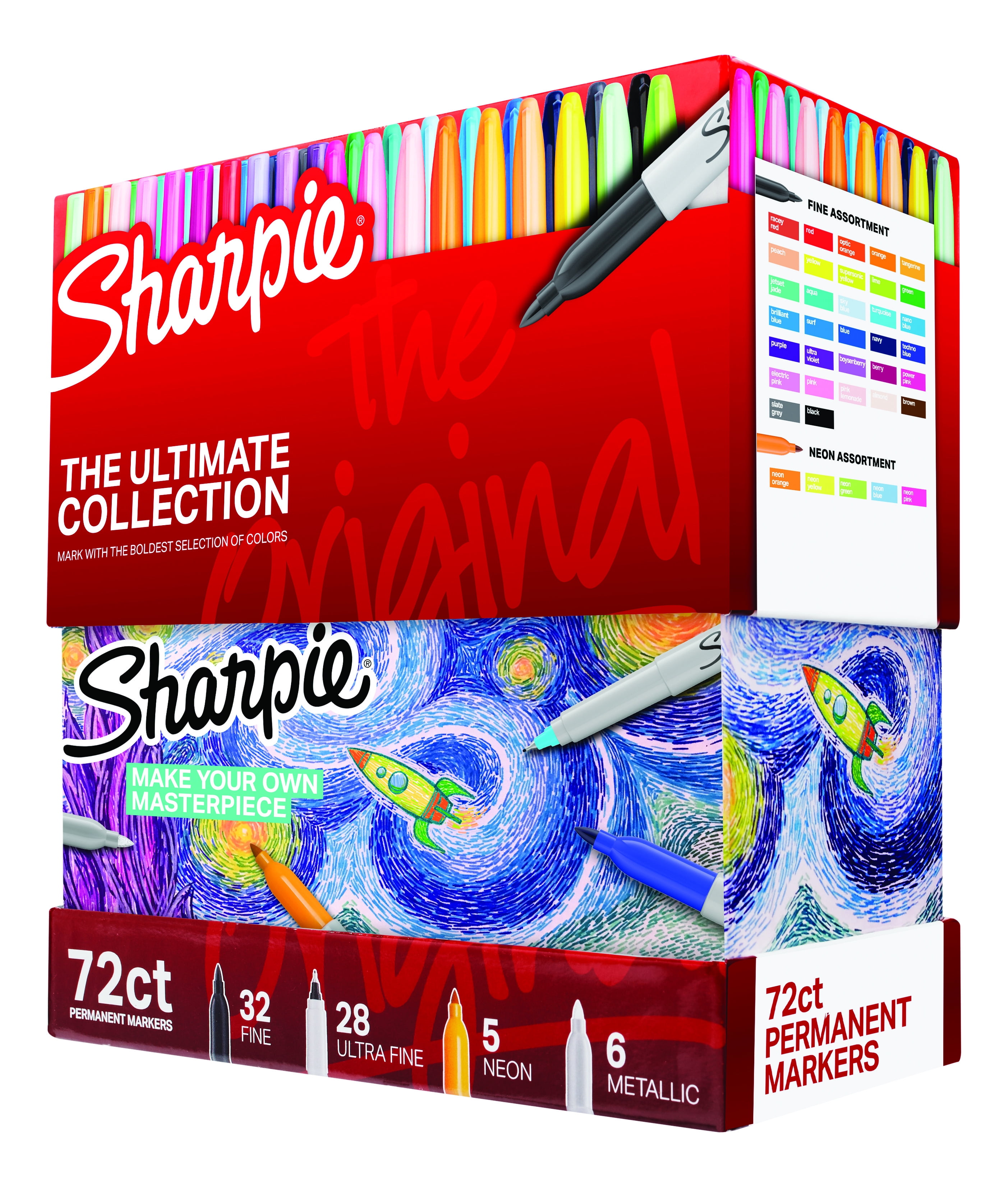 45 Count Assorted Colors Permanent Markers Ultimate Cosmic Color Collection Fine and Ultra Fine Points 