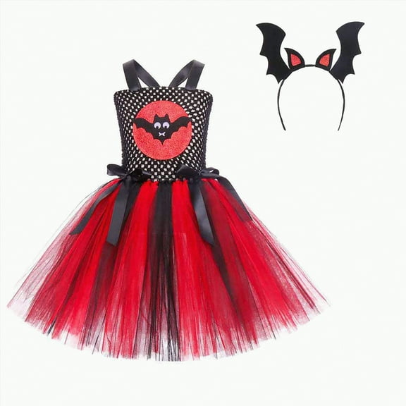HCNTES Girls Princess Dress Party Dress Halloween Outfits(Red&4,3-4 Years)