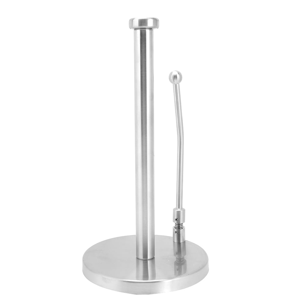 BOKYAN Premium Stainless Steel Paper Towel Holder with Spring-Activated Side Arm, Durable Kitchen Countertop Roll Organizer, 15 inches / 38 cm