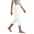 thumbnail image 4 of Nestiefly Cotton Linen Capri Pants for Women Petite Summer Pedal Capris 2026 Elastic High Waist Wide Leg Crop Trouser with Pockets White L, 4 of 7