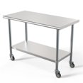 thumbnail image 2 of Pemberly Row Table de Travail Commerciale en Acier Inoxydable 18-Gauge 24"x48 Pouces avec Roulettes, 2 of 13