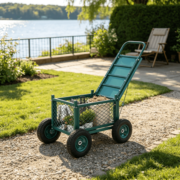 Rolling Garden Cart with Seat, 400 lbs Capacity, Heavy-Duty Wheeled Work Stool, for Lawn, Patio & Backyard