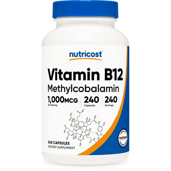 Nutricost Vitamin B12 (Methylcobalamin) 1000mcg, 240 Capsules - Non-GMO, Gluten Free