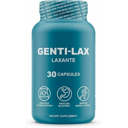 Genti-Lax Laxative - Gentle Digestive Support with 30 Capsules - Reduces Bloating, Improves Energy, and Promotes Regularity - Dietary Supplement