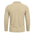 thumbnail image 6 of Zivyakyro Long Sleeve Mens Polos Collared Fall Button Textured Slim Solid Officewear with Pocket Shirt Beige L, 6 of 8