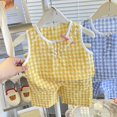 thumbnail image 2 of XXWXYD Toddler Girl Plaid Floral Summer Dress Sleeveless Crew Neck Casual Cotton Dress Soft Comfortable Playwear Two-Tone Pattern Design, 2 of 5