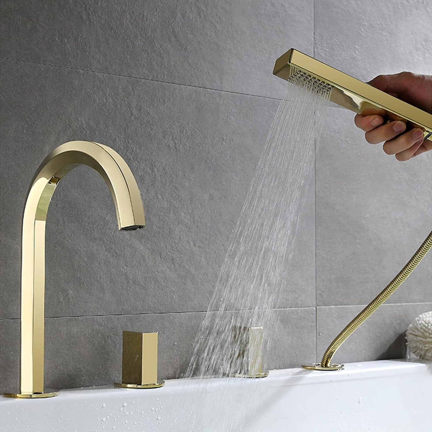 Five-Piece Bathtub Faucet Bathroom Basin Faucet, Washbasin Hot and Cold Water Mixer Tap, Copper Split Type Bathtub Shower Faucet Set, Electroplating,A