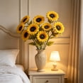 thumbnail image 6 of Artificial Sunflower Bouquet Faux Silk Sun Flower Stems Home Living Room Office Floor Vase Decor Wedding Farmhouse Table Centerpiece Floral Arrangement Natural Style Decoration, 6 of 6