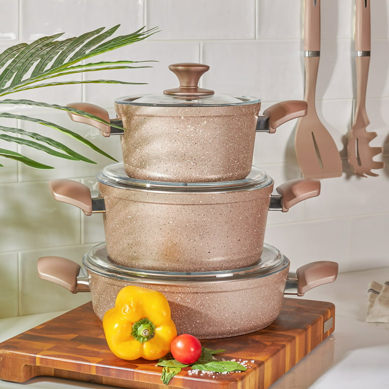 KARACA BioGranite Rosegold New 10 Pieces Cookware Set Induction