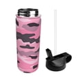 thumbnail image 4 of 18oz Thermal Space Pot With Straw Stainless Steel Thermos Cup Double Insulation For Outdoor Sports Commuting Camping Texture Military Camouflage Pattern Abstract Pink_1, 4 of 8