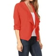 thumbnail image 2 of Women's Casual Office Wear Open Draped Front 3/4 Sleeves Basic Solid Blazer Jacket S-3XL, 2 of 3