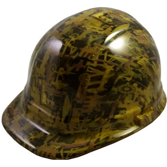 Oilfield Camo Yellow Hydro Dipped Hard Hats Cap Style
