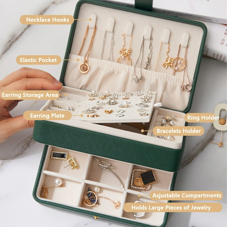 Jewelry Box for Women, Travel Jewelry Organizer Box 2 Layers, Jewlery  Organizer, Personalized Jewelry Storage Box, Ring Storage Holder 