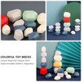 thumbnail image 3 of Hytrove 16Pcs Stone Shape Toy Bricks Wood Irregular for Interactive Playtime, 3 of 8