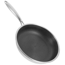 TEHAUX Stainless Steel Honeycomb Wok Pan Non Stick Frying Pan Ergonomic Handle for Kitchen
