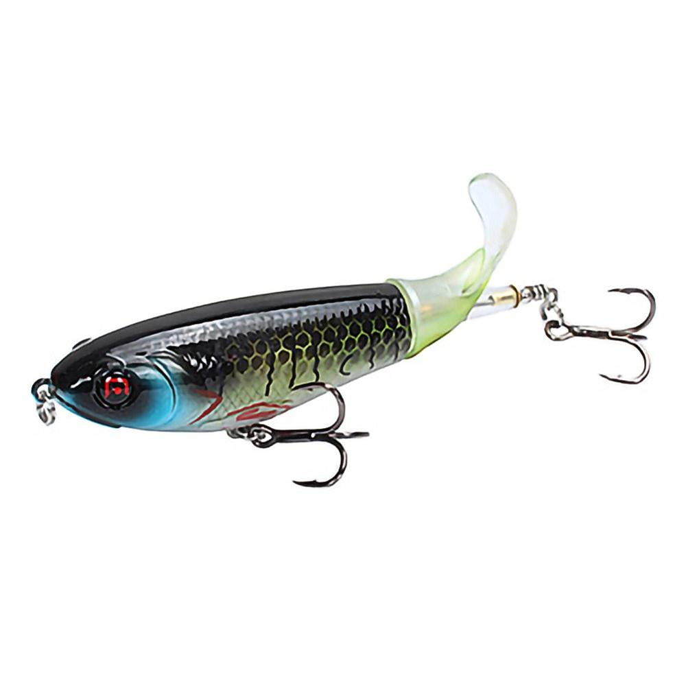 Wisremt Fishing Lure Whopper Popper Topwater Artificial Hard Bait 3D Eyes  Plopper With Soft Rotating Tail Fishing Tackle 