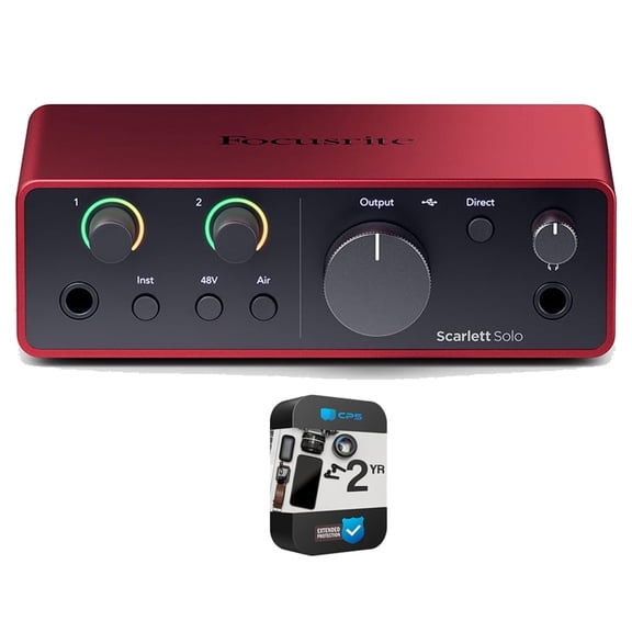 Focusrite Scarlett Solo 4th Gen Audio Interface Bundle (AMS-SCARLETT-SOLO-4G) with 2YR CPS Enhanced Protection Pack