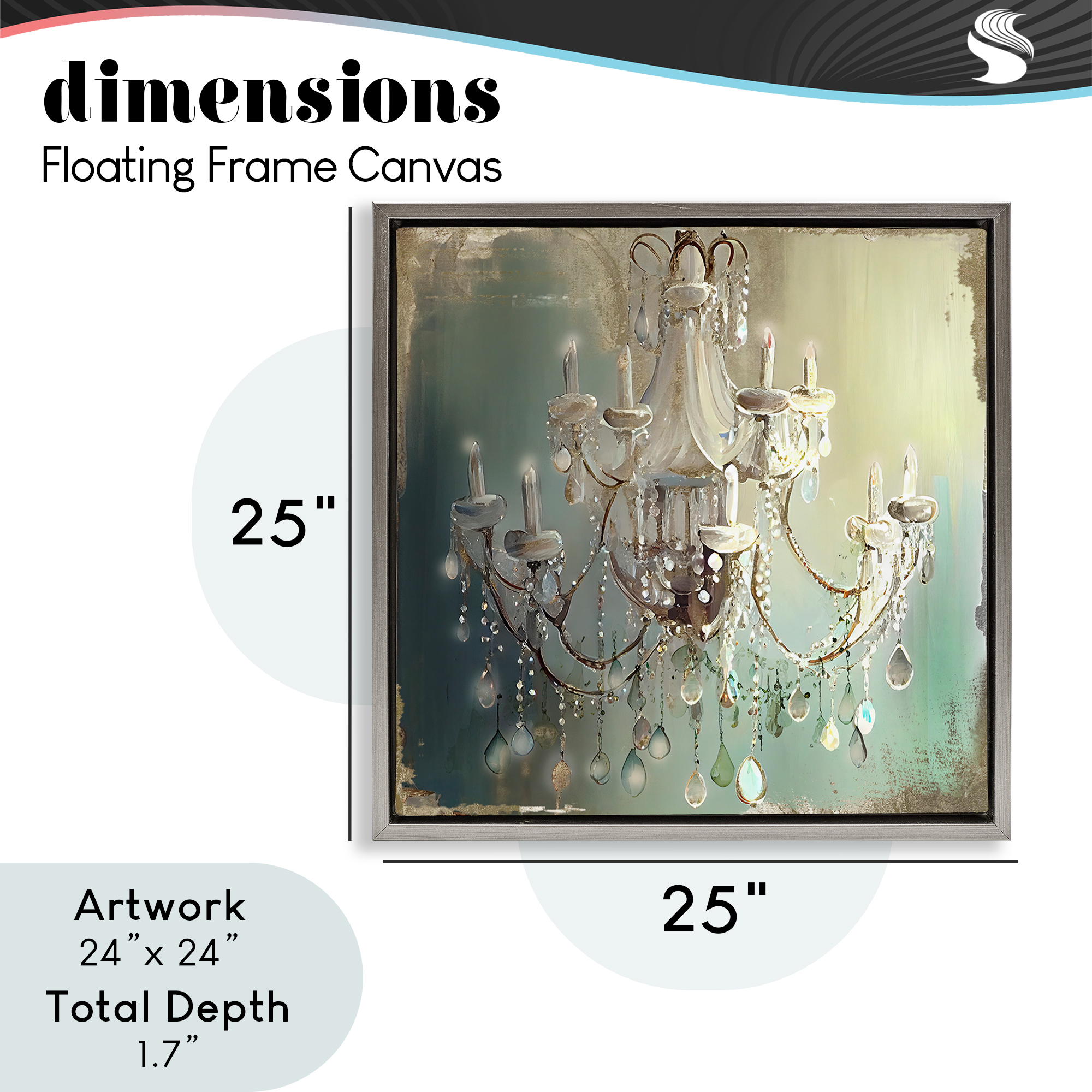 Vintage Illumine Chandelier Gray Framed Floater Canvas Wall Art, design by Sasha