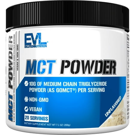 Evlution Nutrition MCT Powder - Keto Supplement - MCT Oil Powder - 10G Medium Chain Triglycerides - Brain & Body Energy Drink - Fatty Acid Supplement - Vegan & Non-GMO - 20 Servings - Unflavored