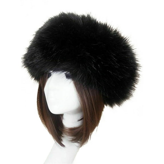 Aunavey Women's Luxurious Faux Fur Headband Elastic Warm Earmuff Snow Headwrap Hat