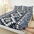 thumbnail image 3 of Manfei Bohemian Aztec Twin Sheet Sets for Adult, Navy Blue Tribal Geometric Twin Fitted Sheet, Southwestern Flat Sheet, Lightweight Room Decor, 3pcs, 3 of 7