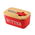 thumbnail image 2 of Tnarru Plat à Beurre en Céramique Fromage Beurre Boîte de Rangement Pratique Contenant à Beurre Boîte Porte-Beurre pour Outils Réfrigérateur Salle à Manger Beurre Rouge, 2 of 8