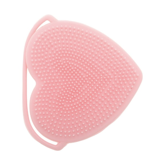 Unique Bargains 1 Pc Portable Silicone Facial Cleansing Brush Heart Shape 3.35"x2.95"x0.51" Pink
