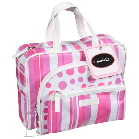 Modella: Pink & White Stripes/White w/Pink Polka Dots/Pink & White Stripes Make Up Bags, 3 Ct