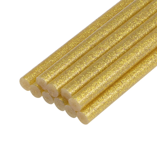 Unique Bargains Glitter Mini Hot Melt Glue Stick 0.27" x 4" Dorado 10 Paquete