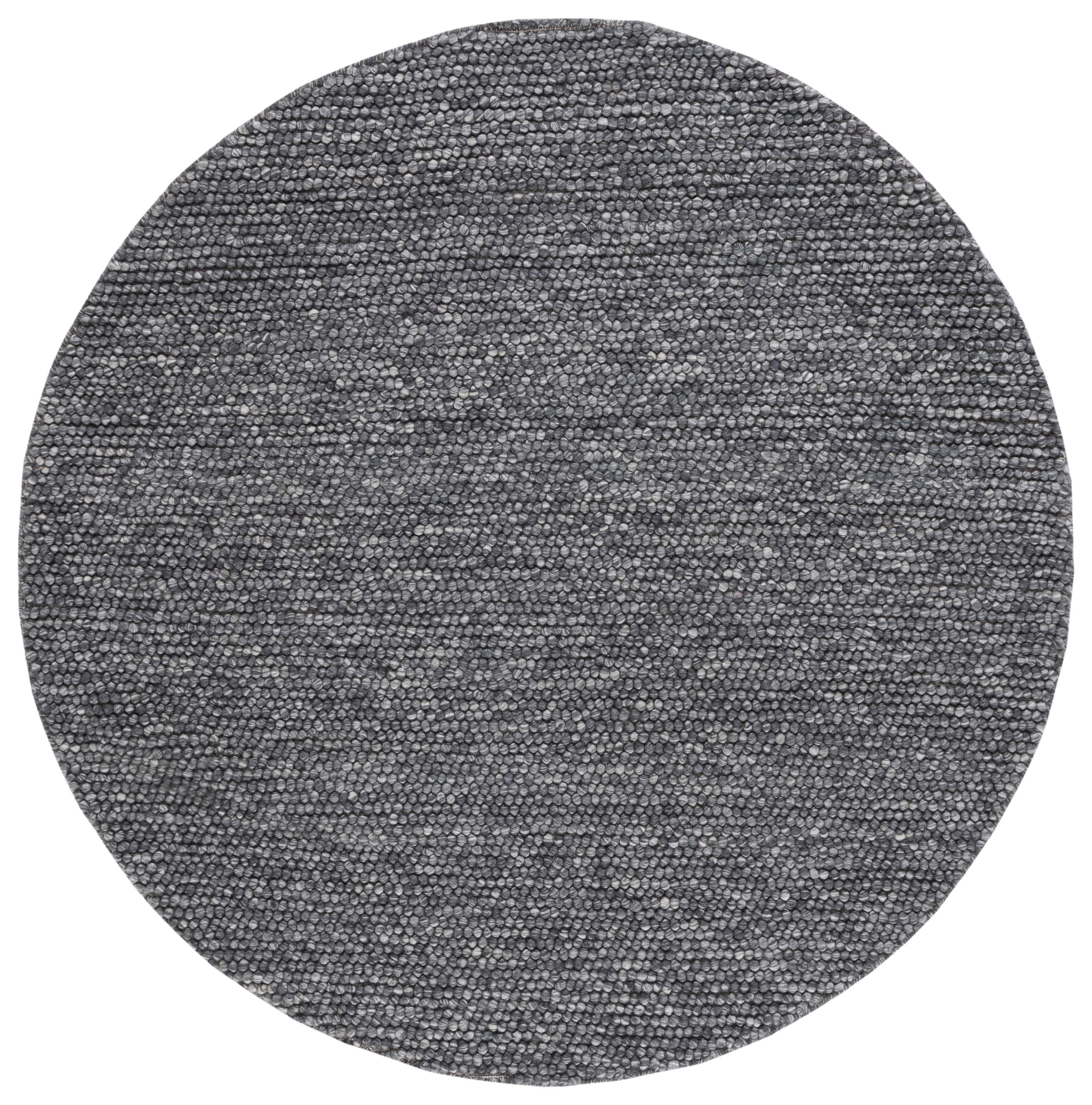 SAFAVIEH Natura Feride Geometric Area Rug, Dark Grey, 4' x 4' Round - Scandinavian Design, Dark Grey, Handmade Wool Blend, Ideal for Living Room, Bedroom, Dining Space