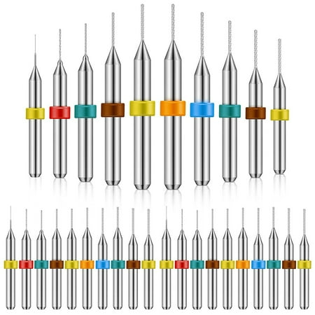 

kitwin 30Pcs Micro Drill Bit Tungsten Carbide 0.3-1.2mm PCB Router Bit Spiral Flute Engraving Drill Bit Rotary Tool for Rough Stone PCB Circuit Board Jewelry Punching